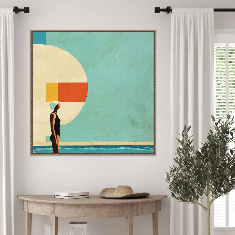 Mid Century Pool by Layla Oz Framed Canvas Wall Art Print