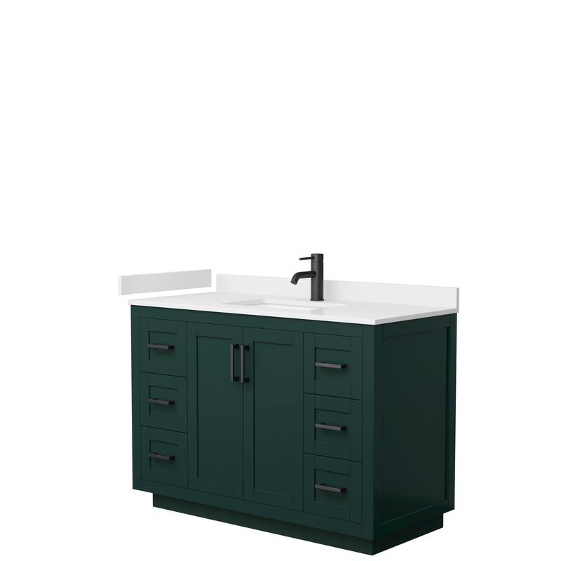 Miranda Single Vanity Set, Cultured Marble Top, No Mirror - 48-Inch Single - Green, Black Trim, White Cultured Marble Top