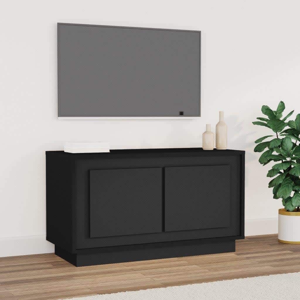 vidaXL TV Cabinet Black Engineered wood Standard TV Cabinet - 13.8 x 31.5 x 17.7 in