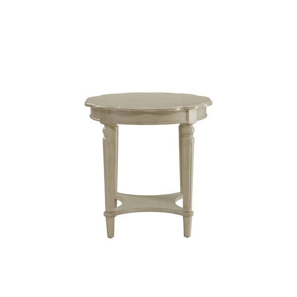 End Table In Antique White - Mdf, Solid Wood Leg Antique White