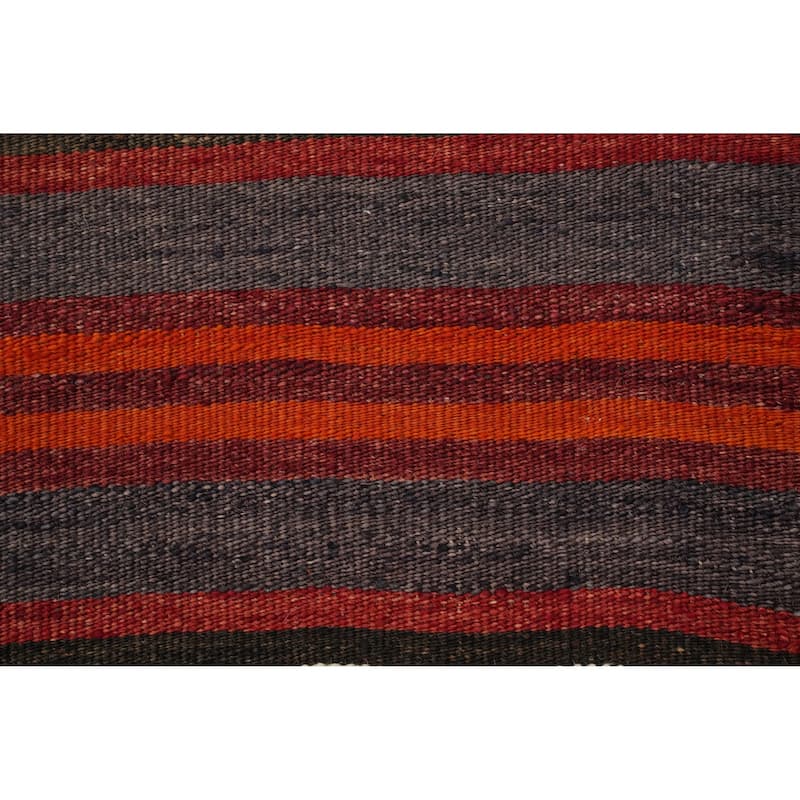 Hand Woven Oriental 100% Wool Carpet Southwestern Geometric Oranges & Rust Kilim Area Rug - 10' 8'' X 4' 11''