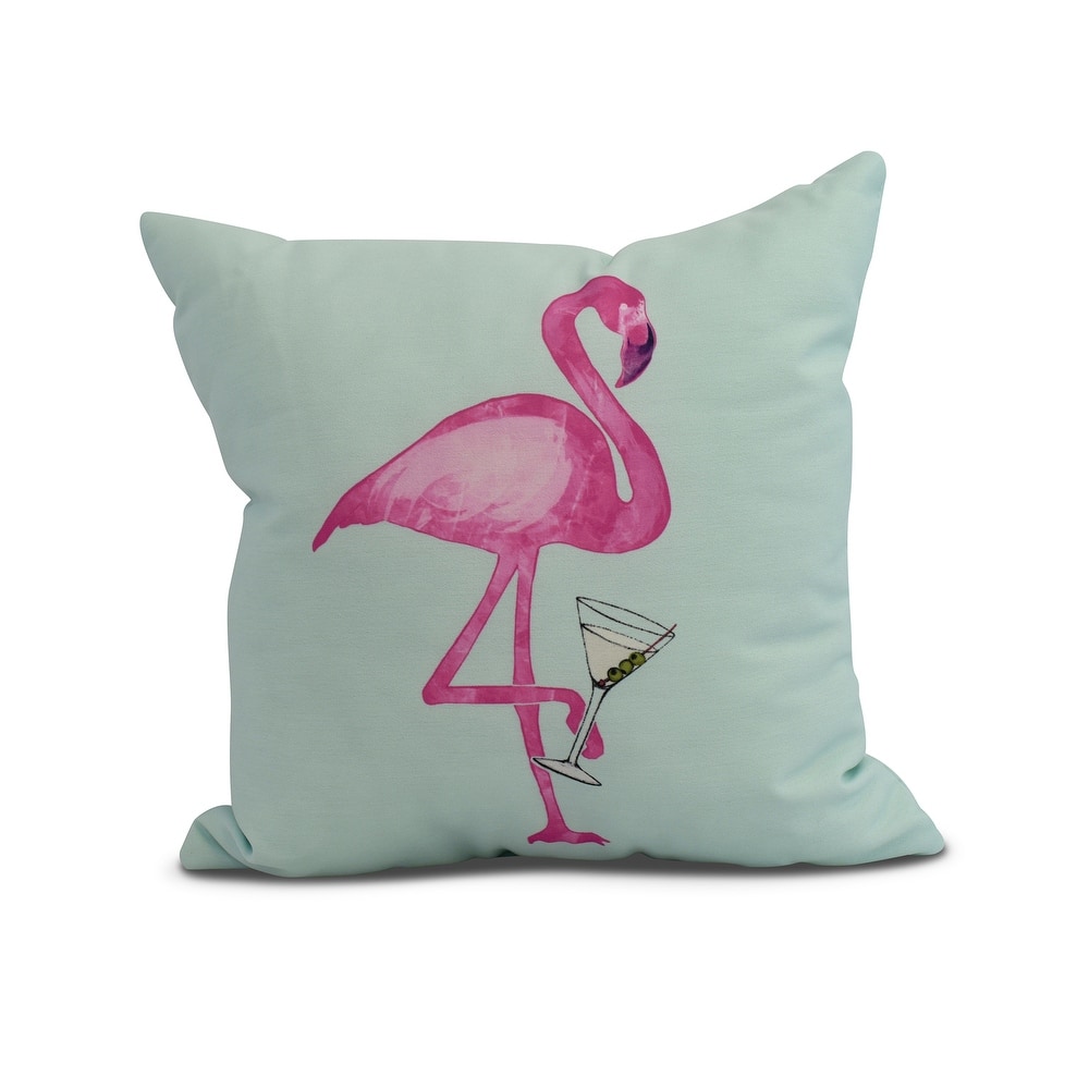 18 x 18 Inch Single Flamingo Animal Print Outdoor Pillow