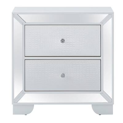 2-Drawer Square Mirrored Nightstand - 28" - White