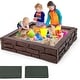 preview thumbnail 1 of 5, 2-in-1 Kids Sandbox HDPE Sand Pit Weather Resistant Sand Box w/ Cover