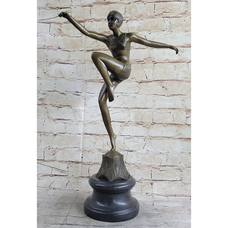 Art Deco Chiparus Swimmer Phoenician Dancer Flapper Girl Bronze Statue Sculpture Figure