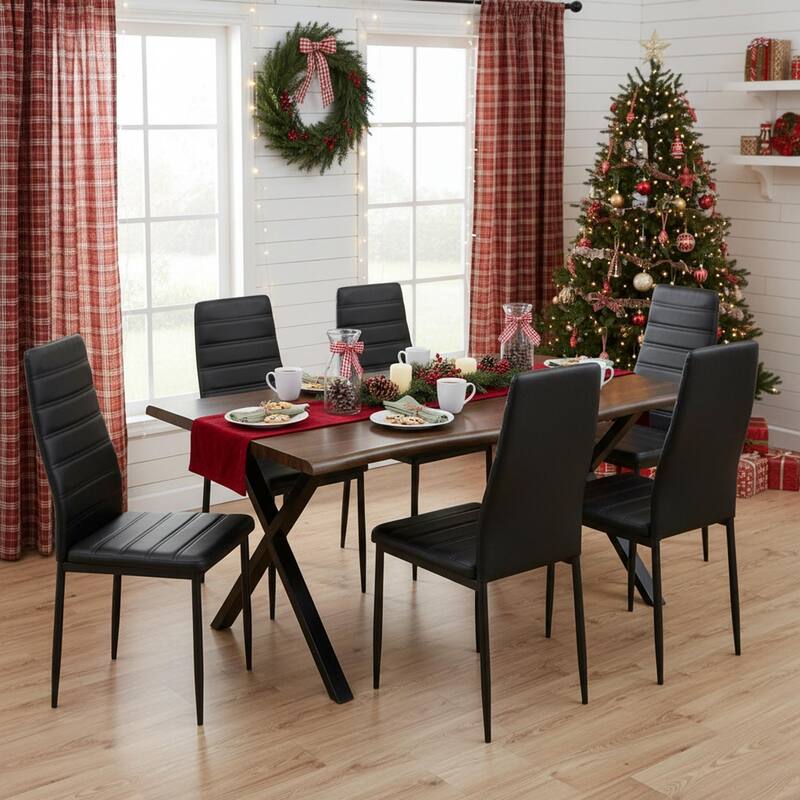 63-inch Live Edge Wood Dining Table with Black X-Frame Metal Legs – Modern Industrial Dining Room Table