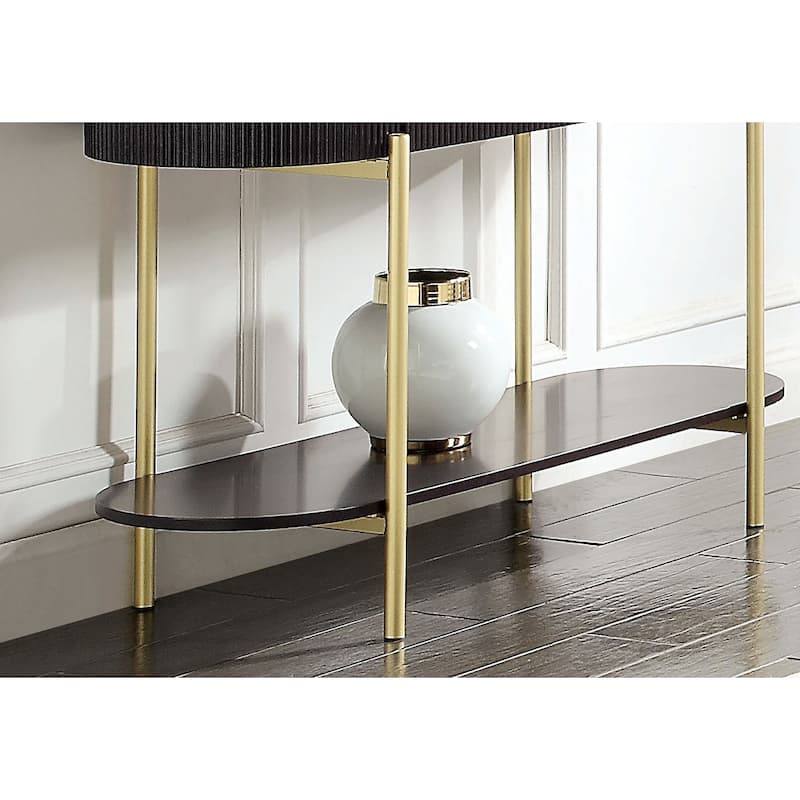 Glam Contemporary 1pc Sofa Table White Faux Marble Top Living Room Side Table Open Bottom Shelve