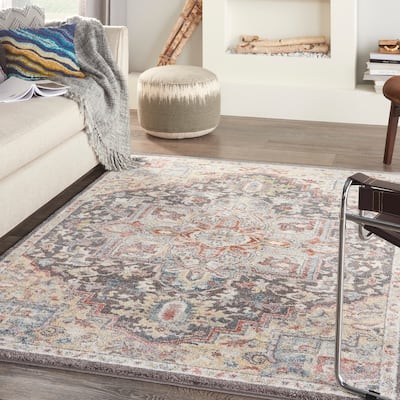 Nourison Juniper Persian Farmhouse Medallion Multicolored Area Rug
