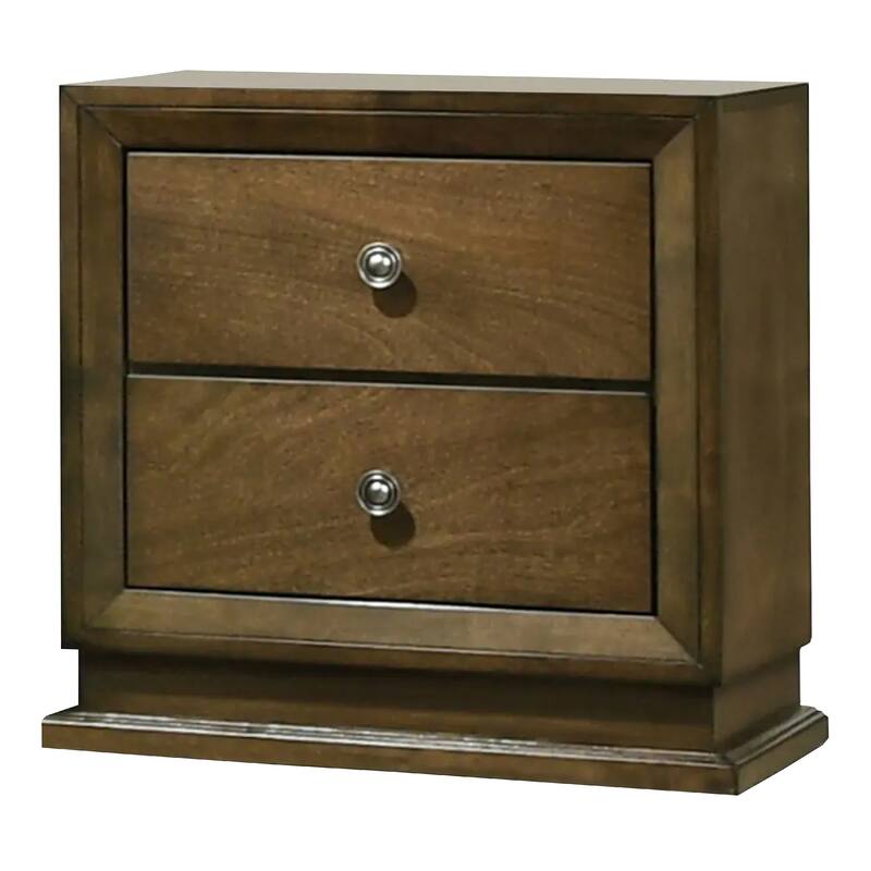 Rouk 24 Inch 2 Drawer Nightstand, Transitional, Walnut Brown Solid Wood