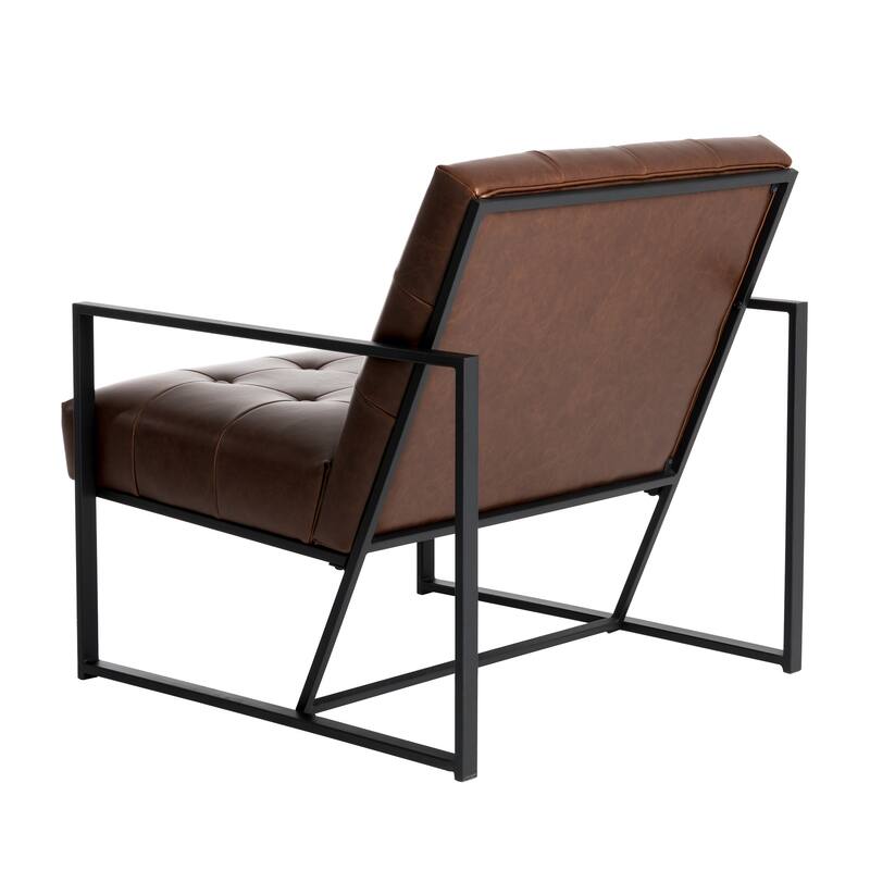 Glitzhome 29.50"W Mid-Century PU Leather Tufted Accent Chair - 29.5"W x 30.5"H x 29.25"D
