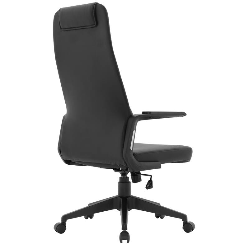 Nexa Ergonomic Leather/Polyester High-Back Office Chair with Padded Headrest, Adjustable Height, Swivel, and Smooth Casters