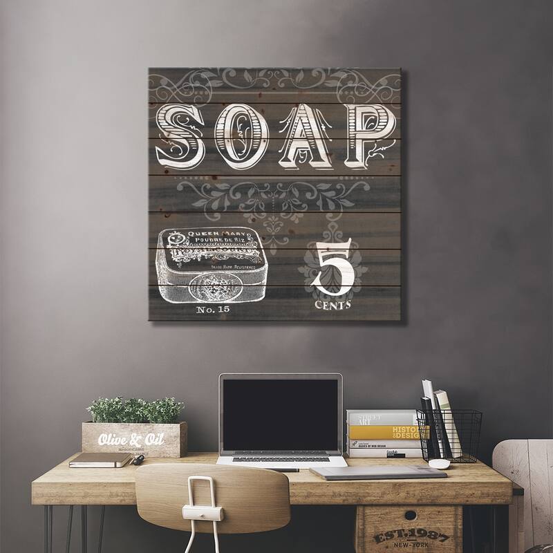 Chalkboard Bath Signs I Print On Wood by June Erica Vess - Multi-Color