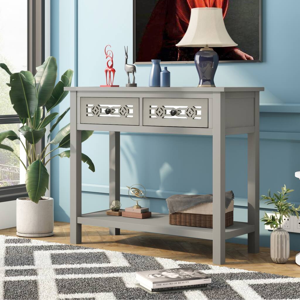 Console Table with Two Top Drawers and Shelf