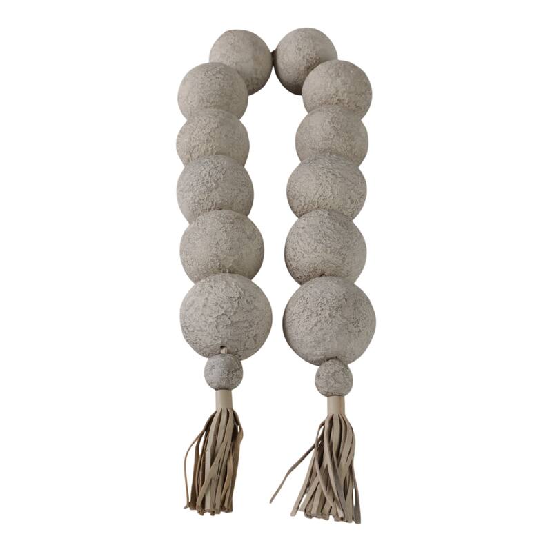Ecomix Bead Strand with Leather Tassels and Chiseled Texture Detailing - 53" x 3" x 3"