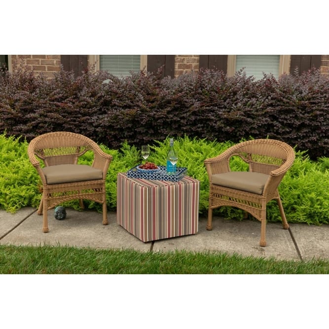 Sunbrella® Solid Fabric 1-Piece Indoor/Outdoor Wicker Seat Pad Cushion, 19.5"W x 19.5"L