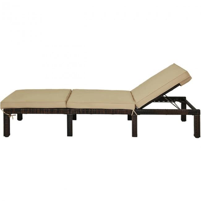 Outdoor Wicker Chaise Lounger with Adjustable Backrest for Relaxation - 77.5" x 26" x 14"-32" (L x W x H)