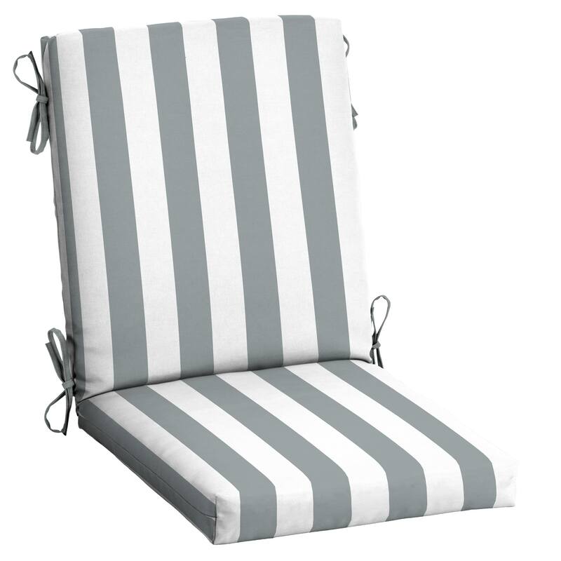 ARDEN Outdoor Cabana Stripe 44 x 20 in. High Back Dining Chair Cushion - 1 Count - Stone Grey Cabana Stripe