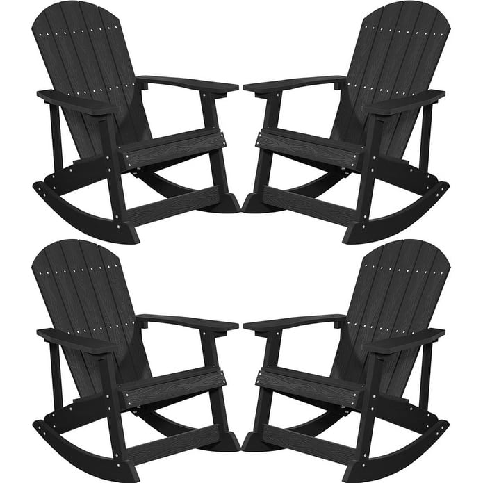 WINSOON HIPS All Weather Outdoor Indoor Oversized Rocking Chair,Adirondack Rocking Chair Set of 4