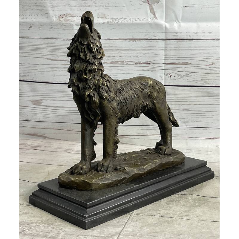 Hot Cast Bronze Howling Wolf Bronze Sculpture Statue Decor By Milo