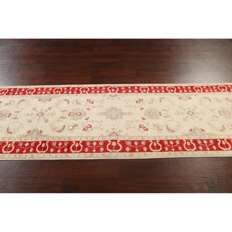 Vegetable Dye Peshawar Chobi Wool Runner Rug Handmade Oriental Carpet - 2'9" x 9'8"