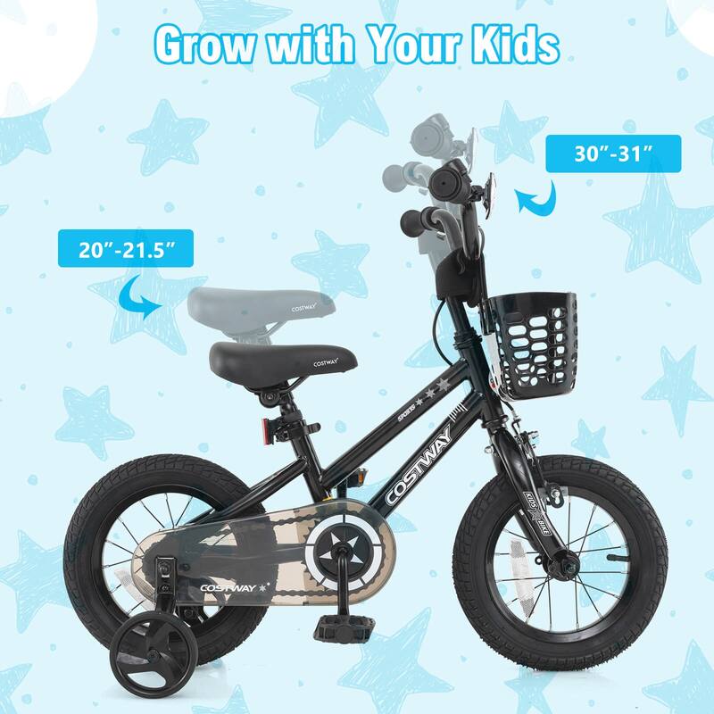 Costway 12"/14"/16"/18" Kid’s Bike with Training Wheels Adjustable - See Details