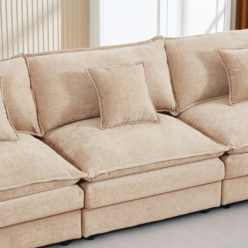130.7" Modular Chenille U-Shape Sectional Sofa with Movable Ottomans