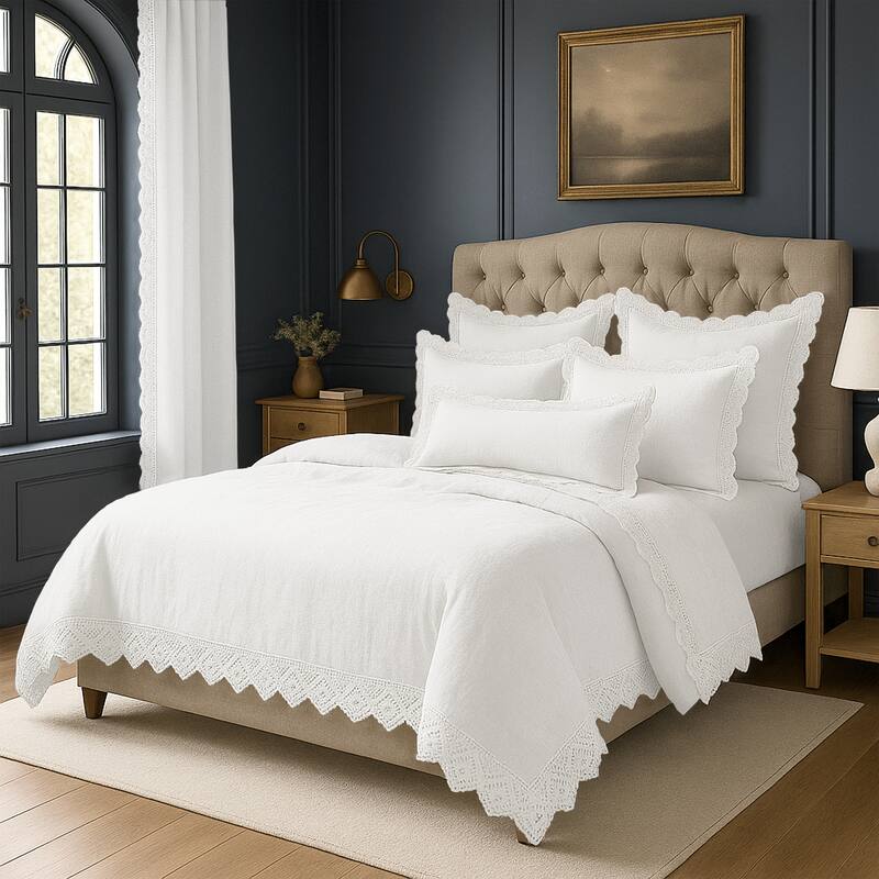 Elsie Lace White 6 Piece Comforter Set