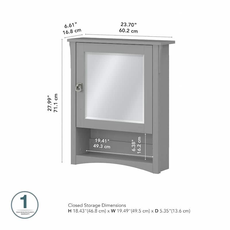 Salinas Bathroom Medicine Cabinet with Mirror by Bush Furniture