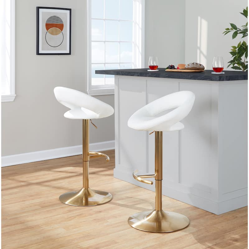 Silver Orchid Poppy Adjustable Bar Stool with Rounded T Footrest (Set of 2)