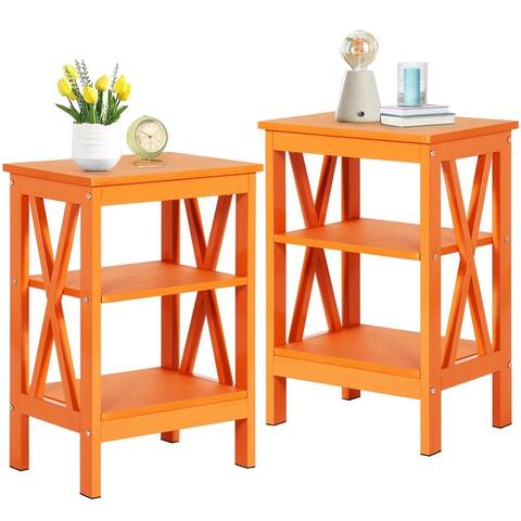 VECELO, (Set of 2 ) Modern Nightstands End Table with 3-tier Storage Shelves
