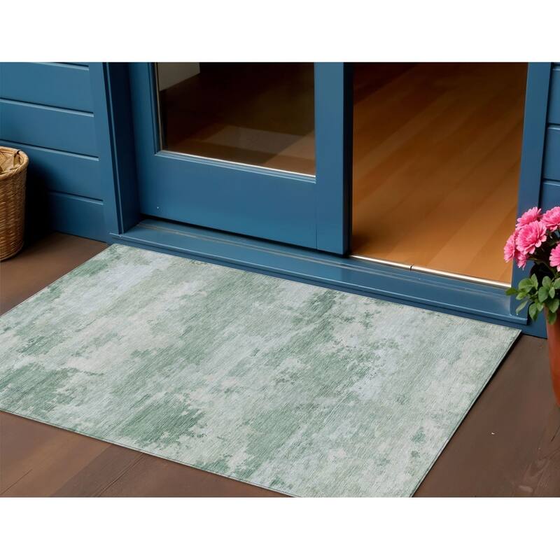 HomeRoots Abstract Transitional Rectangle Outdoor Rug - 3' x 5'