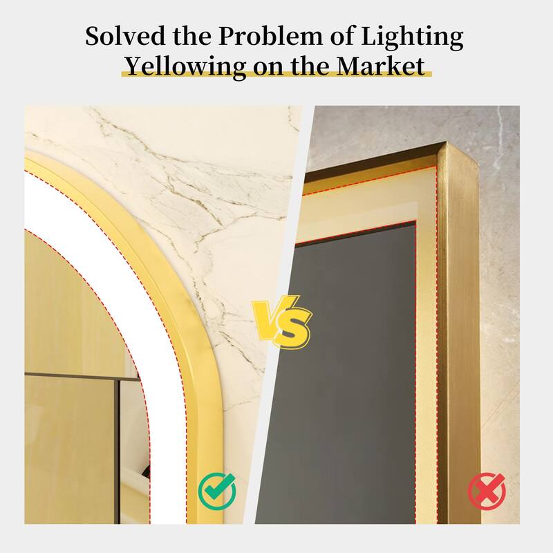 Modern LED Oval Bathroom Mirror Gold Frame Wall Vanity Mirror