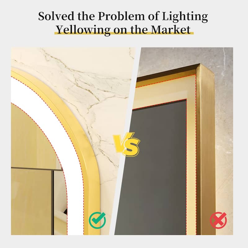 Oval LED Bathroom Mirror Light Wall Mounted with Metal Frame Anti-Fog