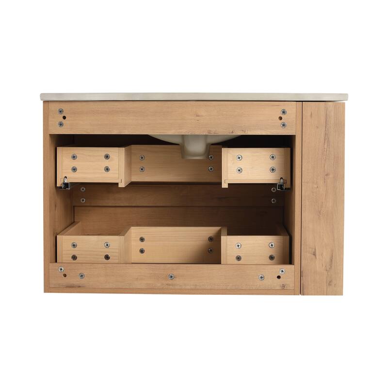 Bathroom Vanity With Sink In 30/36 Inch, Floating Bathroom Vanity With Soft Close Drawers and adjustable shelves