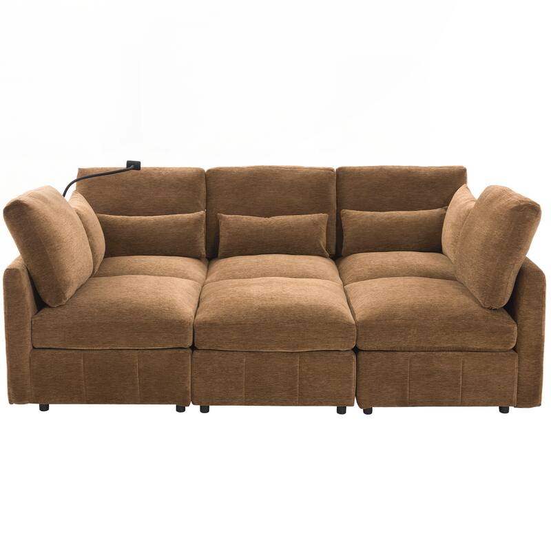Modern Sectional Sofa Modular Sofa 85.4" U-shaped Sofa Couch Sofa Bed L-shaped Sofa with a Movable Ottoman