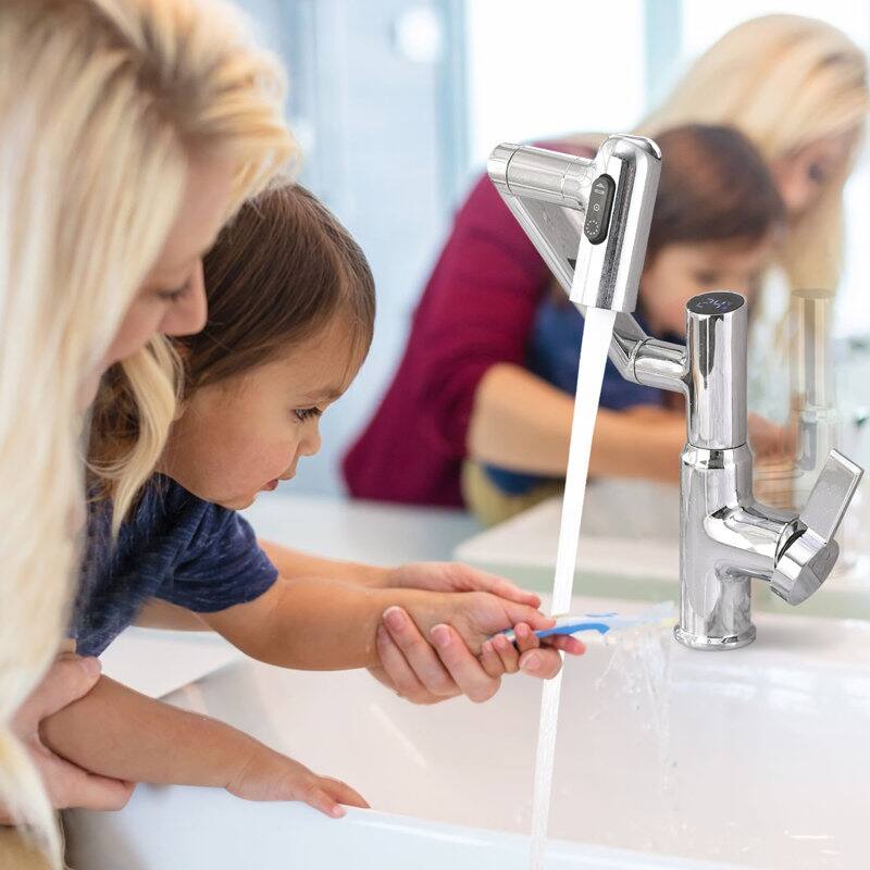 Bathroom Sink Faucet with Spray Temperature Display Anti Skid 360 Swivel​