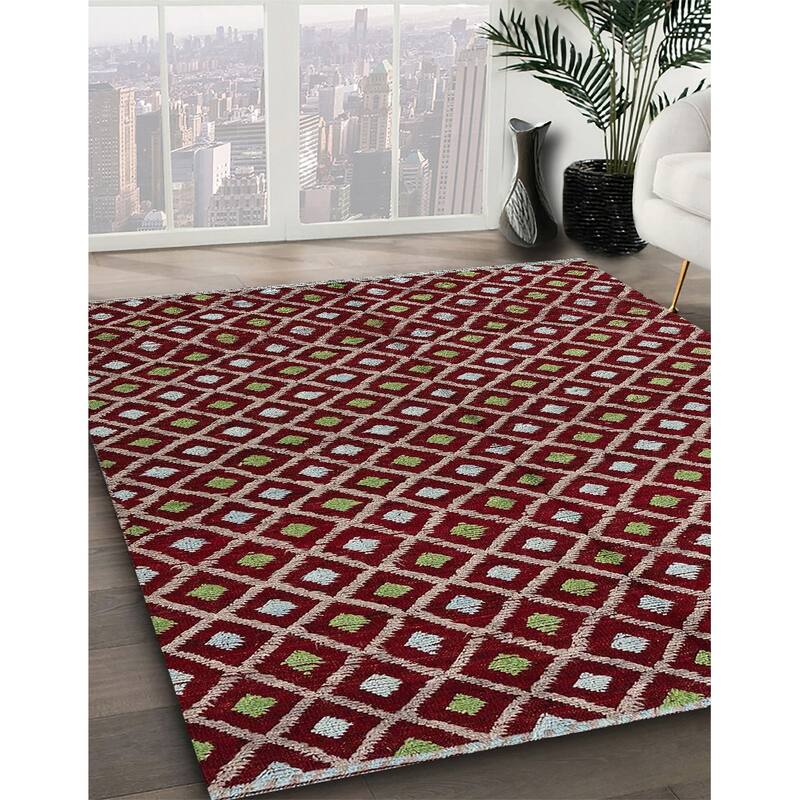 Ahgly Company Machine Washable Abstract Rosy Pink Area Rugs Bed Bath