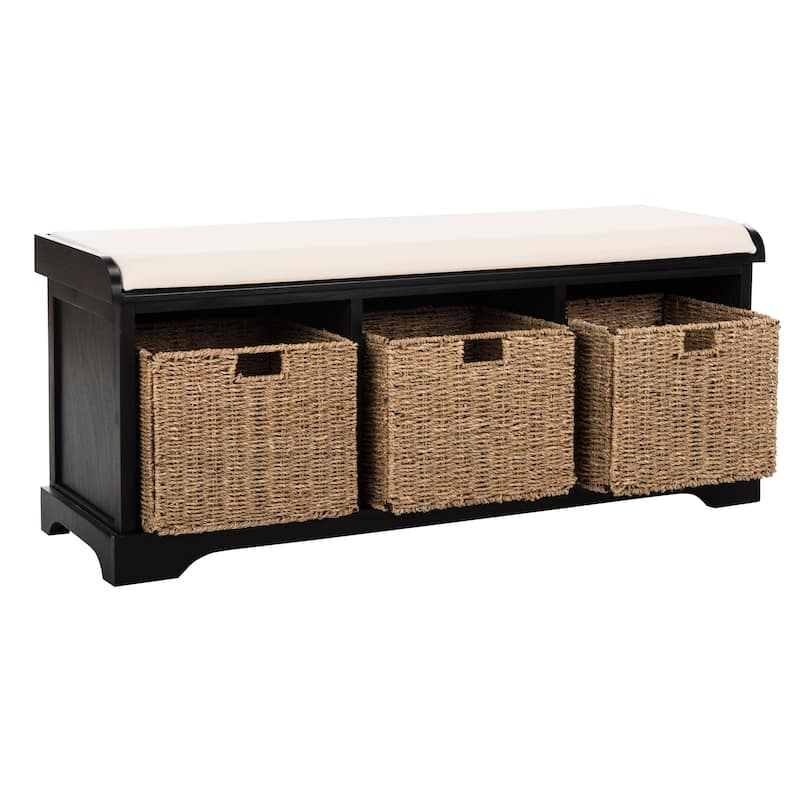 SAFAVIEH Lonan Black/ White Storage Bench - 47" x 16.1" x 19.9"