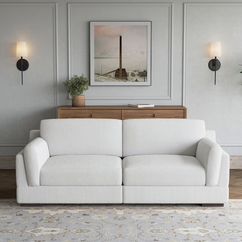 Modern 90 inch Corduroy Loveseat Deep Seat Sofa