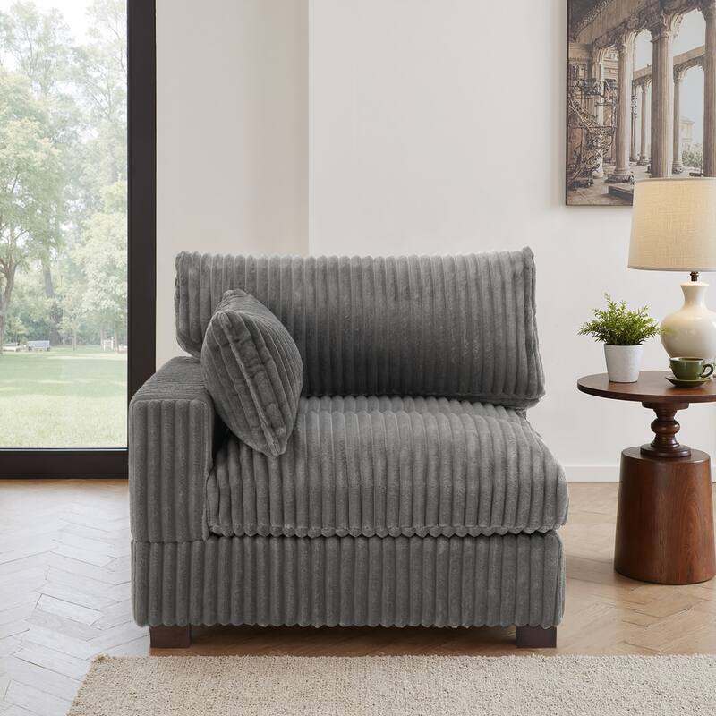 Plush Faux Fur Accent Sofa Chair - Armchair left facing - Light Grey