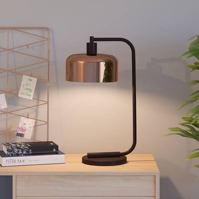 Cartwright Industrial Metal Table Lamp with Polished Copper Shade