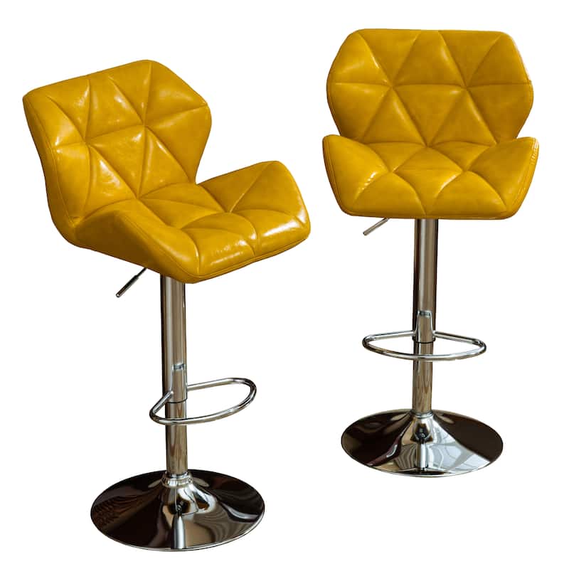 Roundhill Furniture Glasgow Height-adjustable Tufted Faux Leather Bar Stools (Set of 2)