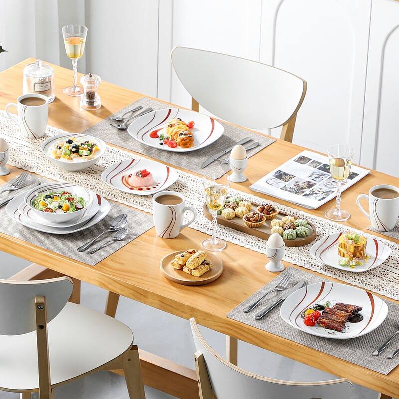 VEWEET 20-Piece White Porcelain Dinnerware Set (Service for 4)