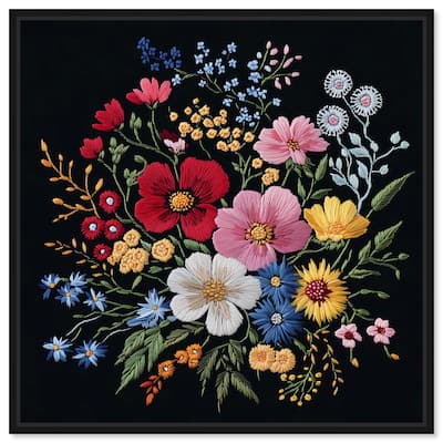 Midnight Wildflower Weave Canvas by Art Remedy