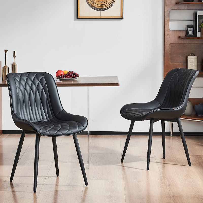 Modern Dining Chairs Set of 2 Upholstered Dining Room Chairs - Black