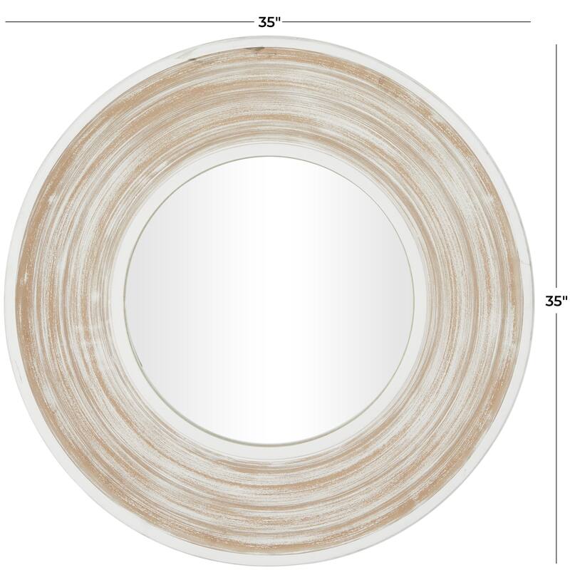 Cream Wooden Room Wall Mirror with White Wash Effect
