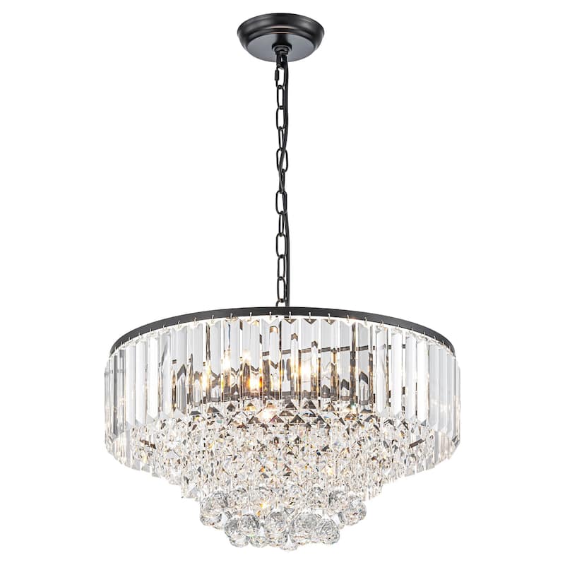 5-Light Modern Glam Tiered Drum Crystal Chandelier for Dining Room/Living Room - 19.29 in. W x 12.6 in. H