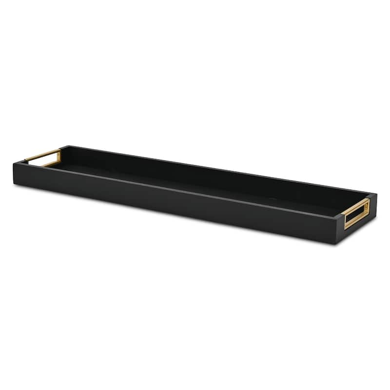 Nyssa Slim Rectangular Wood Decorative Tray - Black
