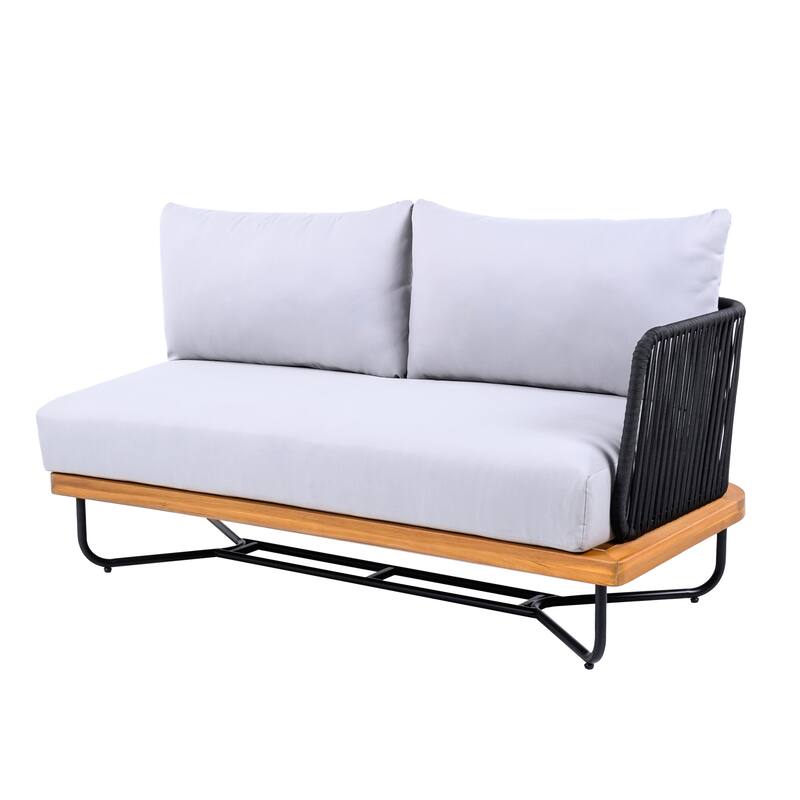 Christopher Knight Home - Evelyn Patio Outdoor Acacia Wood Rope Sofa Set