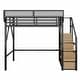 preview thumbnail 6 of 16, Loft Bed with Stairs, Metal Queen Loft Bed with Storage Shelves, High Loft Bed with Wardrobe